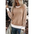 Coffee Contrast Edge Crew Neck Drop Shoulder Sw...