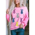 Pink Sequin Bunny Doll Contrast Long Sleeve Pat...
