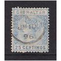 GIBRALTAR 1889 SG26 25c ULTRAMARINE FINE USED