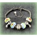 Owl Bird Charm Silver Tone Bracelet Bangle Euro...
