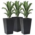 Set of 3 - Black Faux Rattan Plastic Tall Large...