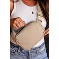 Parchment Checkered Zipped Buckle Strap Crossbo...