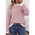 Light Pink Contrast Color Trim Knit Drop Should...
