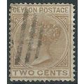 Ceylon 1872 SG121 2c Pale Brown Wmk Crown CC Fi...