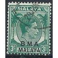 BMA Malaya 1947 SG4a 3c Blue-Green Fine Used....