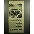 1957 Hillman Cars Ad - Lively Husky Roomy Station Wagon does double Duty