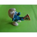 Smurf with a children crossing traffic safety sign