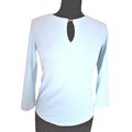 River Island Velour Baby Blue Top Blouse 3/4 Sl...