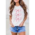 White Bow Ties Print Slim Fit O Neck Casual T S...