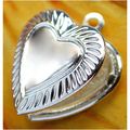 Love Heart Silver Plated Locket Engraved Pendan...