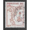 FAR 1975 90o 'MAP OF FAROE ISLANDS' FINE USED (...