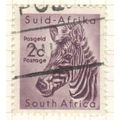 South Africa 1954 - 2p violet - Equus zebra - u...