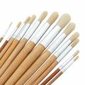 12PC LONG HANDLE WOODEN ROUND HEAD ARTIST PAINT...