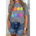 Gray Easter Eggs Print Crew Neck T Shirt