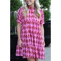 Sachet Pink Floral Print Multi Buttons Collared...