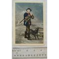 Vintage chromo - man smoking pipe with dog