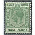 Bahamas 1921 SG115a 1/2d Green Elongated "E" Mt...