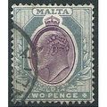 Malta 1905 SG50 2d Purple & Grey Fine Used... .