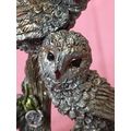 Stunning Painted Pewter Pair Of Barn Owls With ...