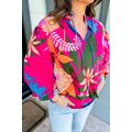 Rose Blooming Flower Print Ruffled Puff Sleeve ...