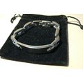 mens link bracelet polished stainless steel cla...