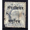 India Gwalior 1903 - 05 KEV11 3 pies Pale Grey ...