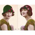 2 CARTES POSTALES - MODE - FEMME A CHAPEAU - RE...