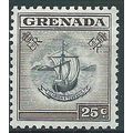 Grenada 1955 SG201 25c Black & Sepia Mounted Mi...