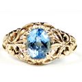 Swiss Blue Topaz, 10KY Gold Ring, R113