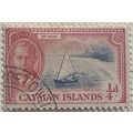 Cayman Islands KGVI 1950 ¼d Cat Boat Used SG 13...