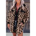 Black Contrast Trimmed Leopard Teddy Shacket