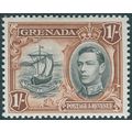 Grenada 1942 1s. black & brown Perf 13½x12½ SG1...
