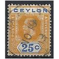 Ceylon 1912 SG312 25c Orange & Blue Fine Used.
