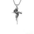 Vintage Flower Cross Pendant Necklace Stainless...