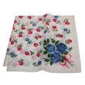 MCM Gift VTG Linen Handkerchief Roses Floral Pa...