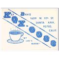 kqx-0083 kay davis santa ana calif 1960s cb qsl...