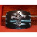 Pre-Owned Black & Silver Cross Belt Buckle