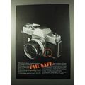 1970 Mamiya/Sekor 1000 DTL Camera Ad - Fail Safe