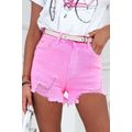 Rose Solid Color Distressed Denim Shorts
