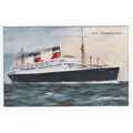SS Manhattan Steam Ship Ocean Liner Art Postcard A F D Bannister