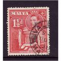 MALTA 1938 SG220 1 1/2d SCARLET FINE USED #3
