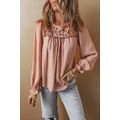Gossamer Pink Floral Embroidered Textured Floun...