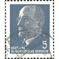 DDR, Walter Ernst Paul Ulbricht, 2nd president, blue-grey 1961, 5pf, #5