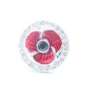 Red Flower Pin Broach with Diamante Rim 1.4 Cm ...