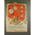 1955 Hamilton Watch Ad - Tyrone, K-375, Minuet, Iris