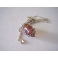 Vintage Necklace Caged Bead Pendant Silver-Plat...