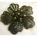 Brooch black filagree flower