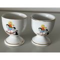 2 X VINTAGE EGG CUPS - GIRL ON ROCKING HORSE