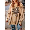 Khaki Loose Leopard GAME DAY Graphic Sweatshirt