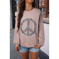 Goat Floral Peace Symbol Drop Shoulder Sweatshirt